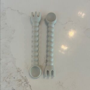 Ryan & Rose Cutie Tensils Spoon and Fork  Baby Utensil Set Gray
